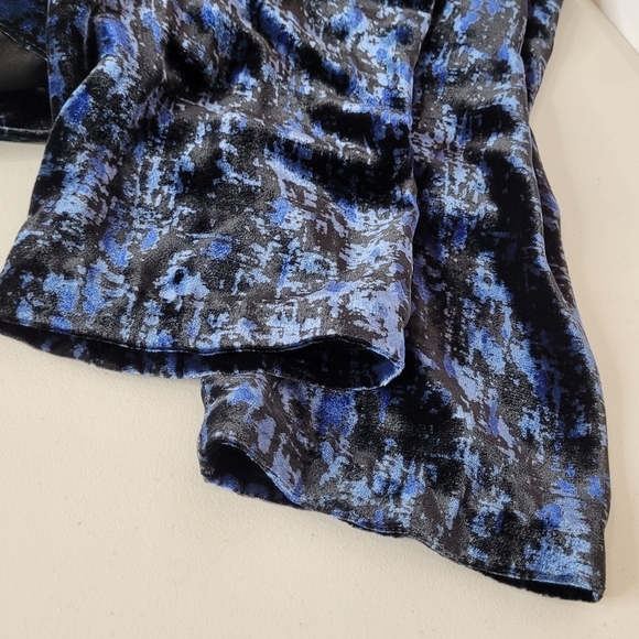 Eileen Fisher Midnight Blue Black Velvet Open Front Shawl Collar Jacket - Sz XL - Picture 9 of 13